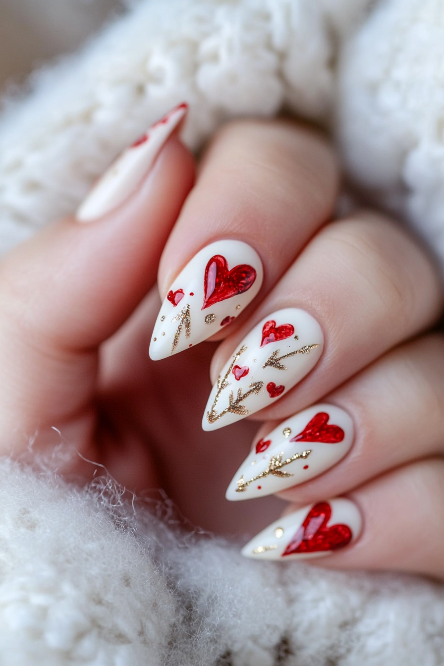 20. Cupid’s Arrows (Valentine'S Day Nail Design Ideas) - Valentine'S Day Nail Design Ideas