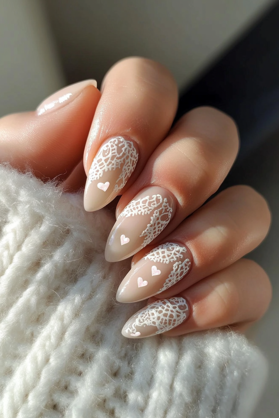 22. Lace Love Affair (Valentine'S Day Nail Design Ideas) - Valentine'S Day Nail Design Ideas