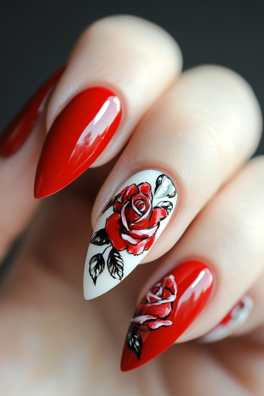 24. Roses Are Red (Valentine'S Day Nail Design Ideas) - Valentine'S Day Nail Design Ideas