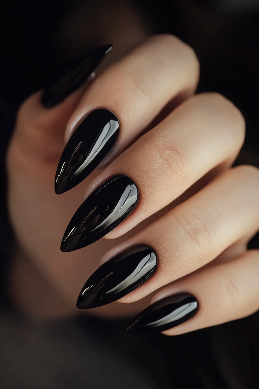 1. Midnight Gloss (Classy Black Nail Design Ideas) - Classy Black Nail Design Ideas