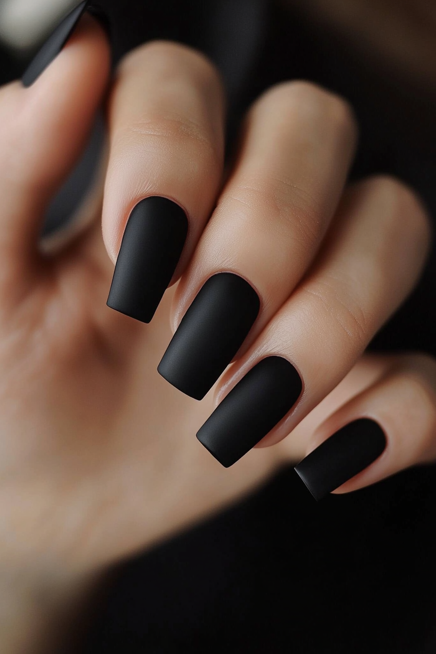 2. Velvet Black Matte (Classy Black Nail Design Ideas) - Classy Black Nail Design Ideas