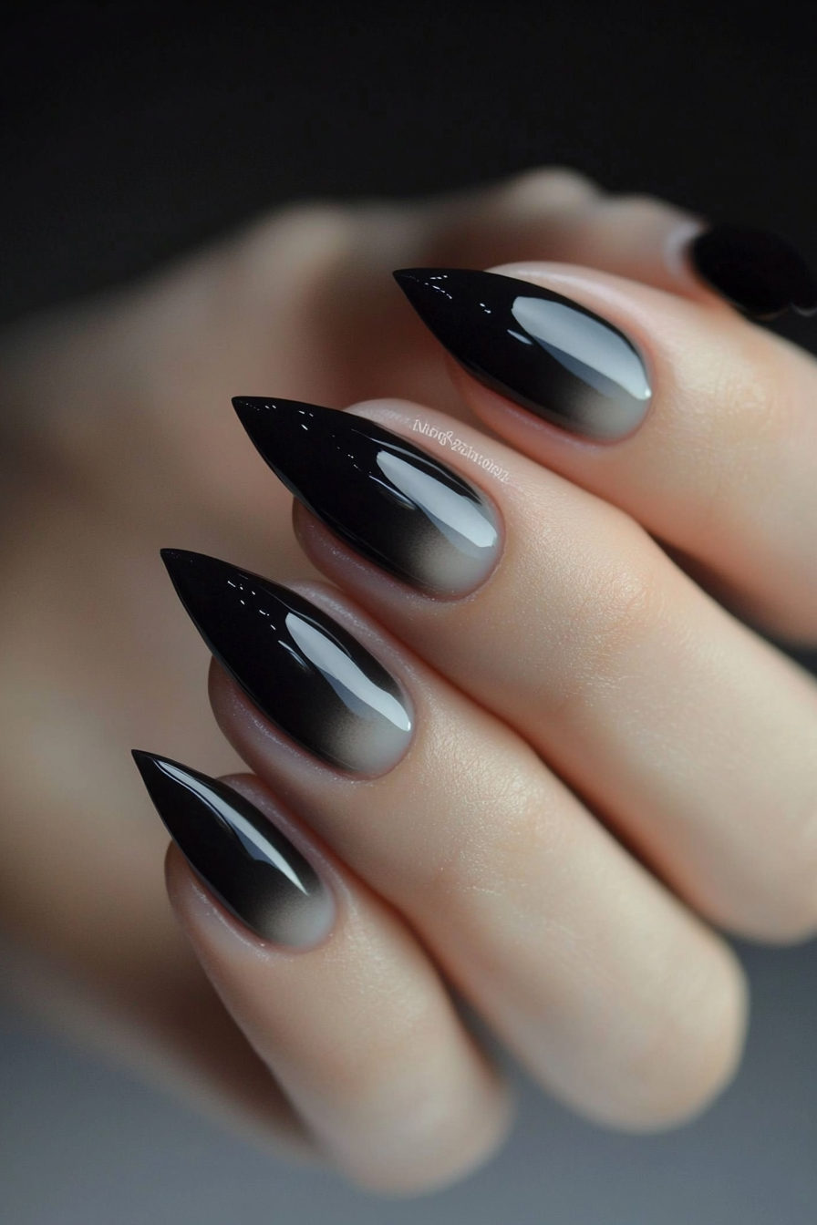 8. Soft Smoke Ombre (Classy Black Nail Design Ideas) - Classy Black Nail Design Ideas