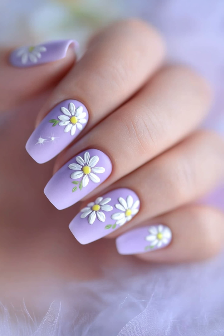 2. Pastel Daisies (Cute And Easy Nail Design Ideas) - Cute And Easy Nail Design Ideas