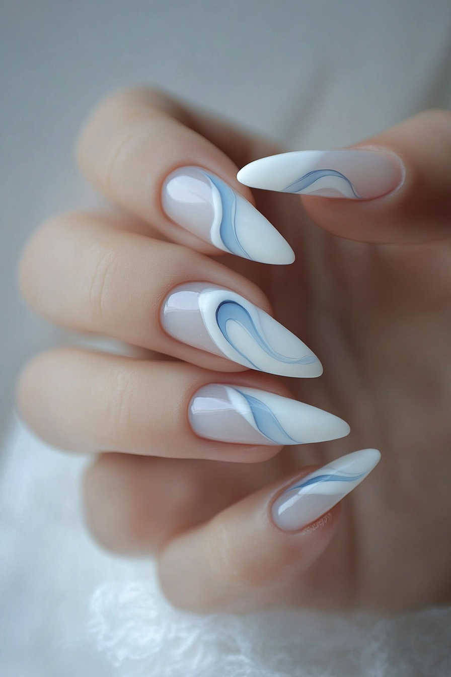 3. Sky Blue Swirls (Cute And Easy Nail Design Ideas) - Cute And Easy Nail Design Ideas