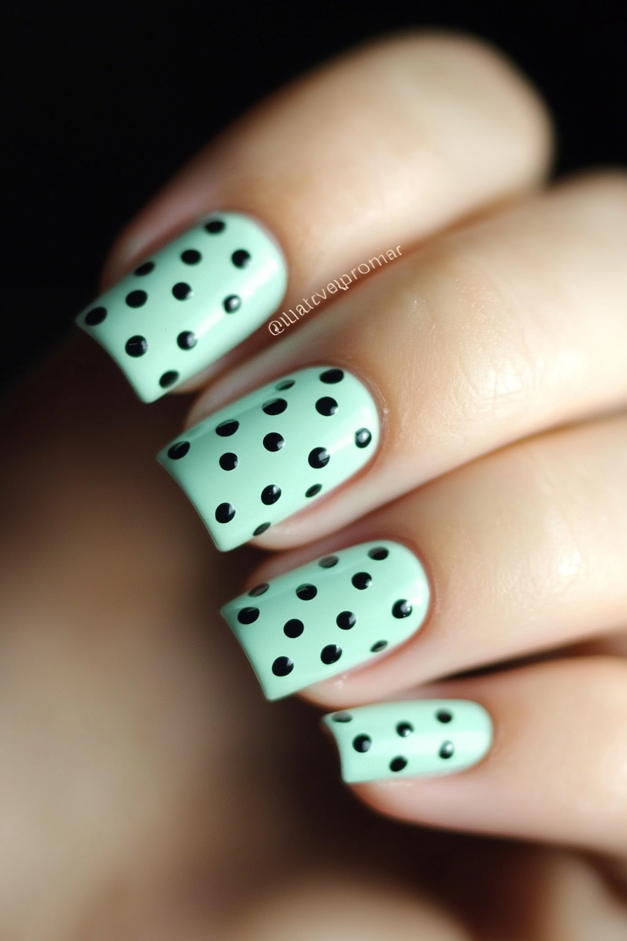 4. Mint Chip Dots (Cute And Easy Nail Design Ideas) - Cute And Easy Nail Design Ideas