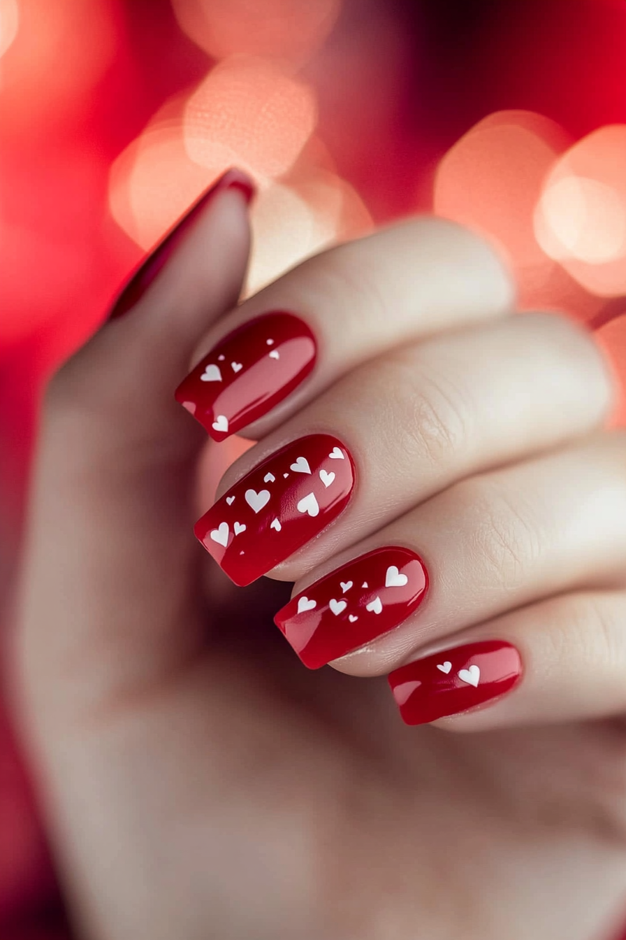 5. Cherry Hearts (Cute And Easy Nail Design Ideas) - Cute And Easy Nail Design Ideas