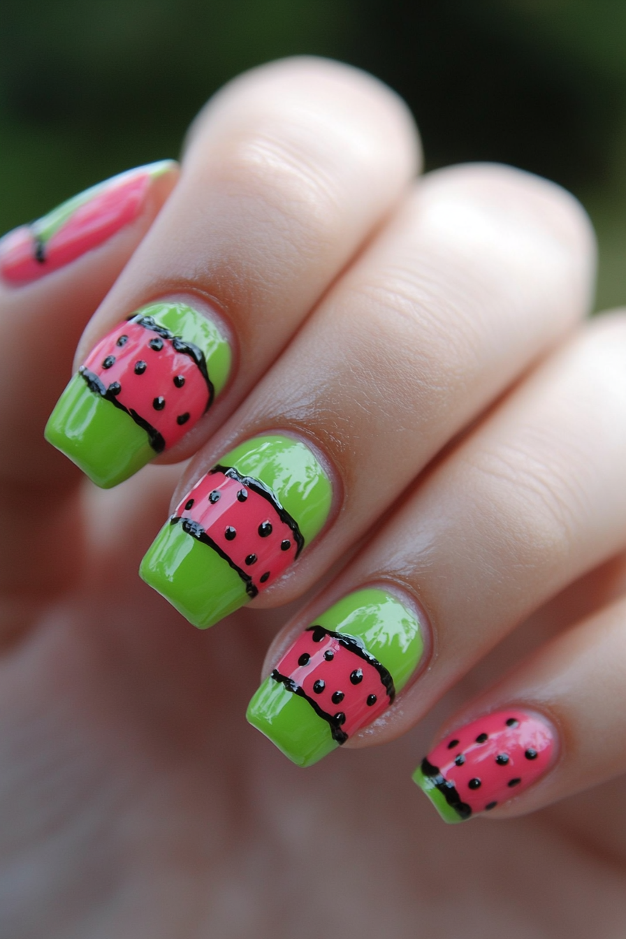 17. Watermelon Pop (Cute And Easy Nail Design Ideas) - Cute And Easy Nail Design Ideas