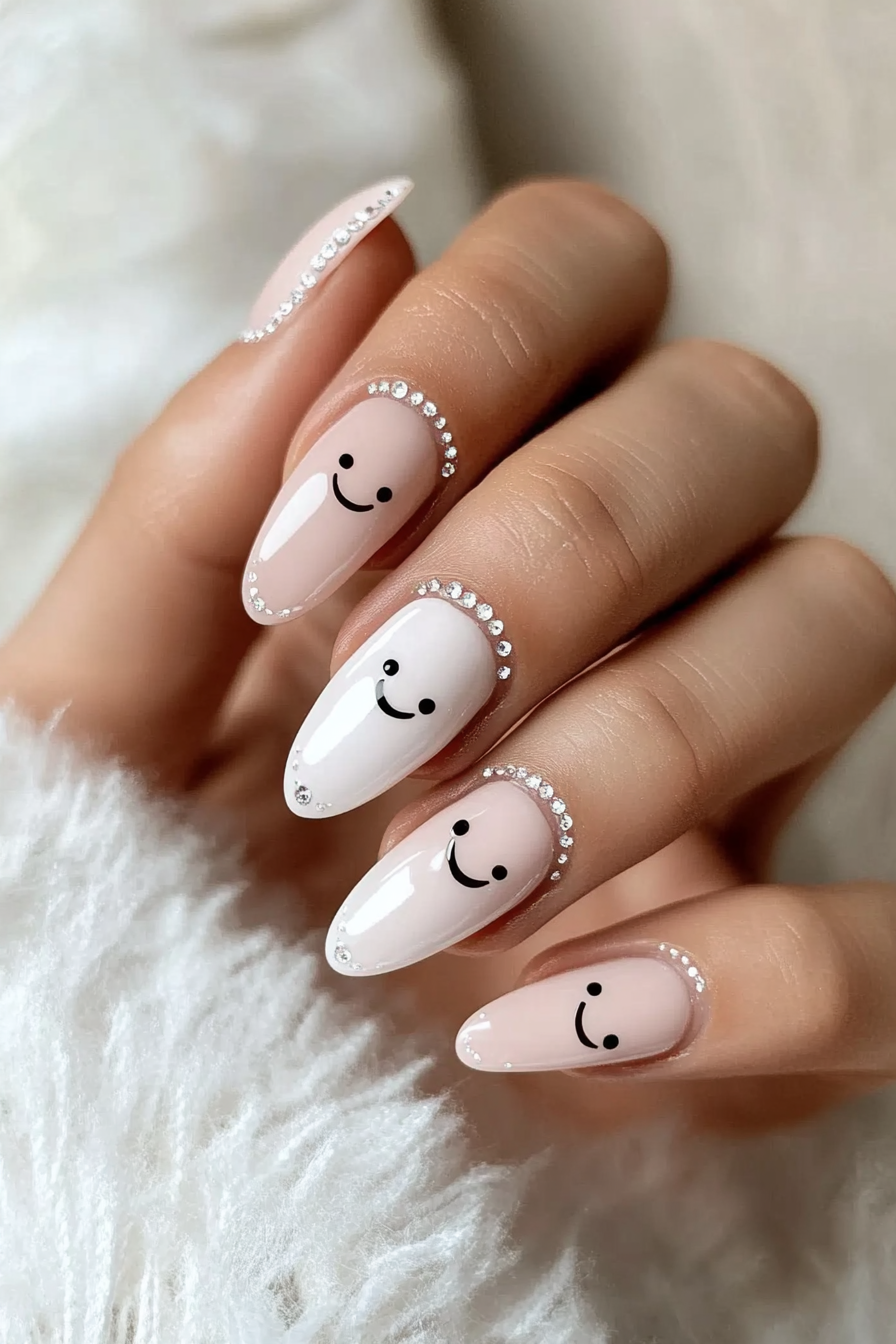 19. Smiley Accent (Cute And Easy Nail Design Ideas) - Cute And Easy Nail Design Ideas