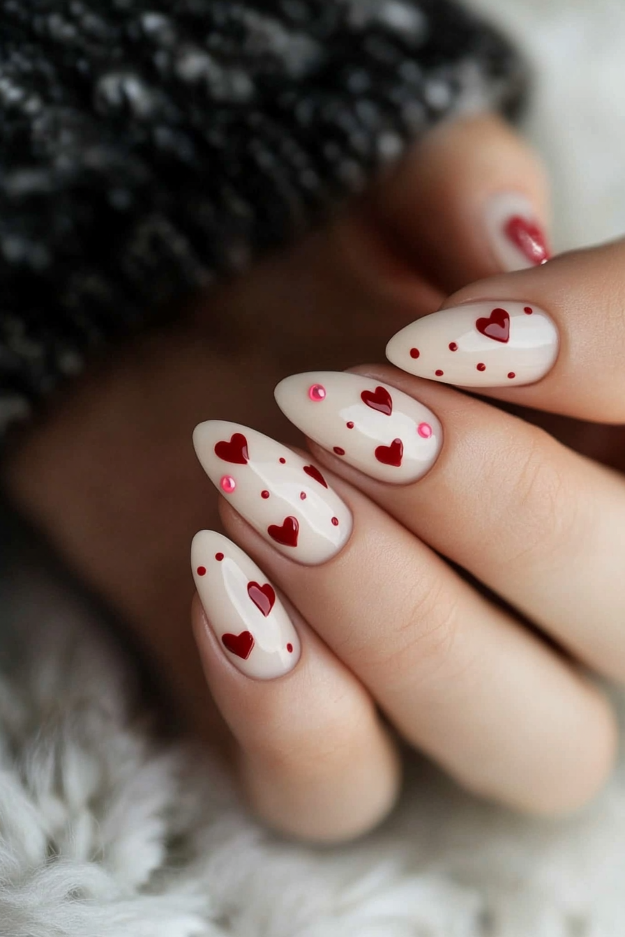 2. Tiny Hearts (Cute Simple Nail Design Ideas) - Cute Simple Nail Design Ideas