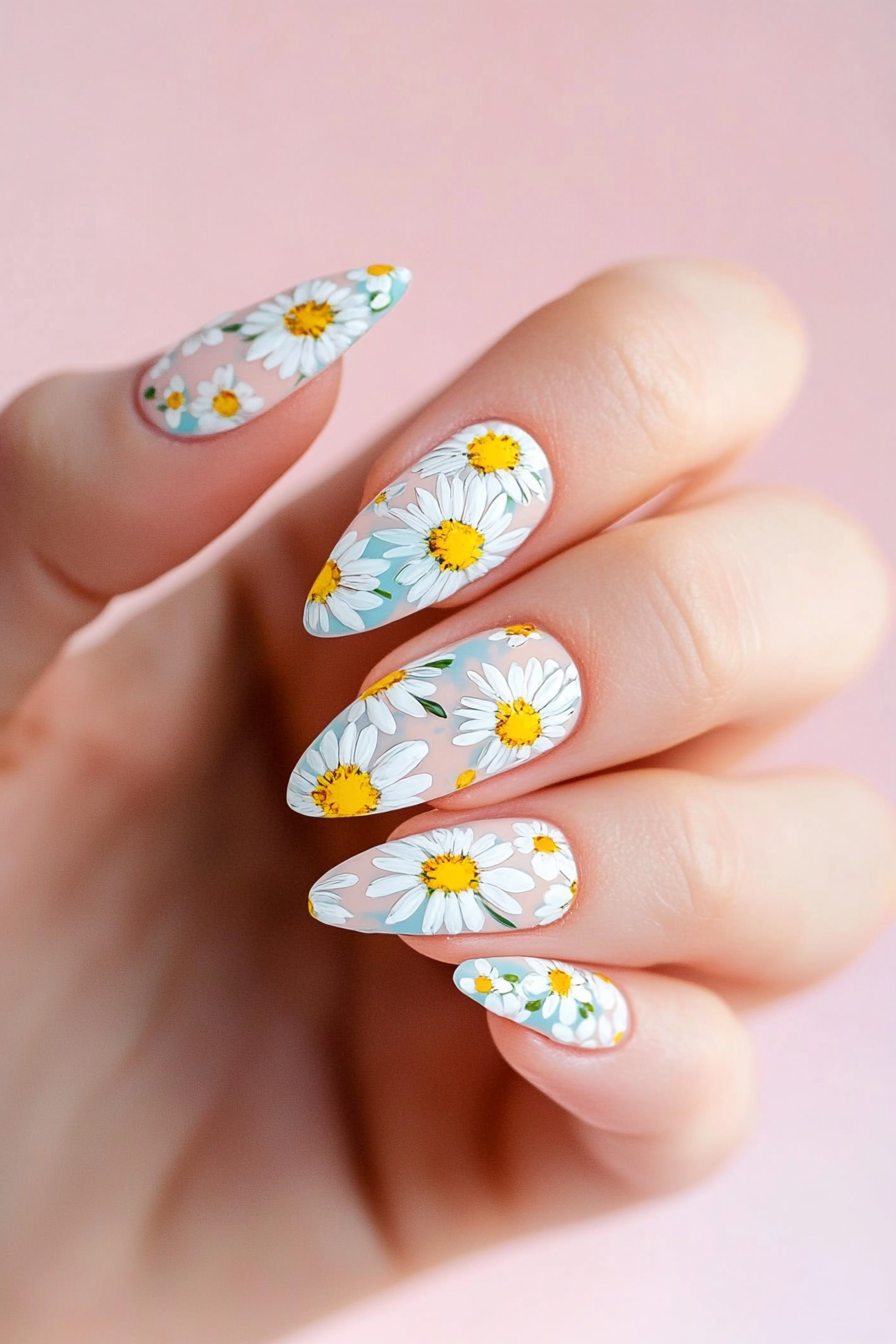 3. Dainty Daisies (Cute Simple Nail Design Ideas) - Cute Simple Nail Design Ideas