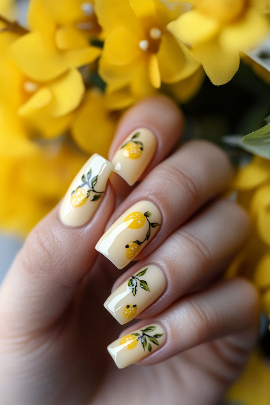 6. Lemon Drop Accent (Cute Simple Nail Design Ideas) - Cute Simple Nail Design Ideas