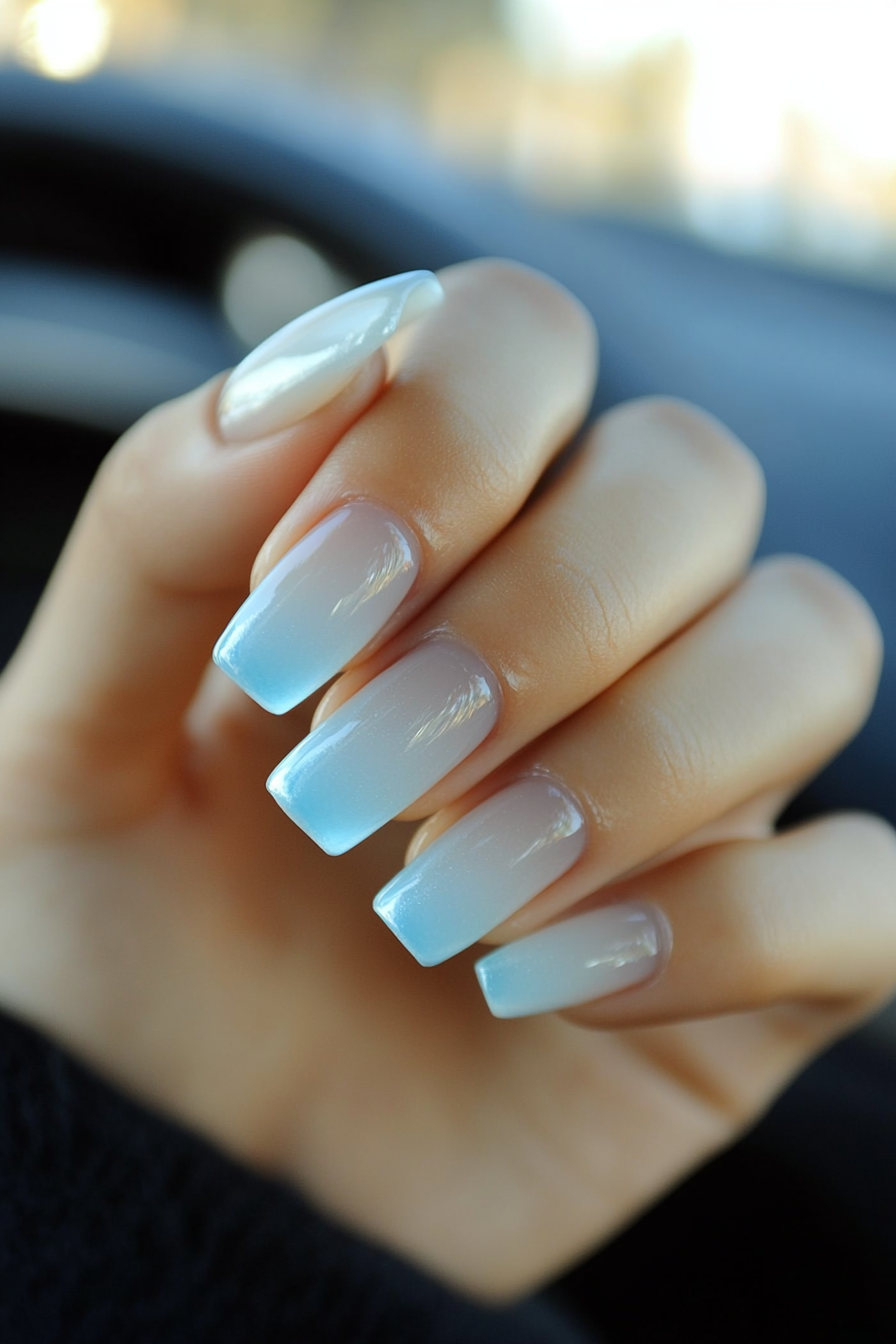 7. Baby Blue Fade (Cute Simple Nail Design Ideas) - Cute Simple Nail Design Ideas