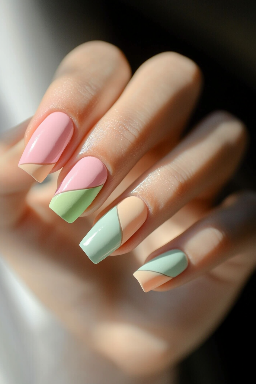 15. Abstract Color Blocks (Cute Simple Nail Design Ideas) - Cute Simple Nail Design Ideas