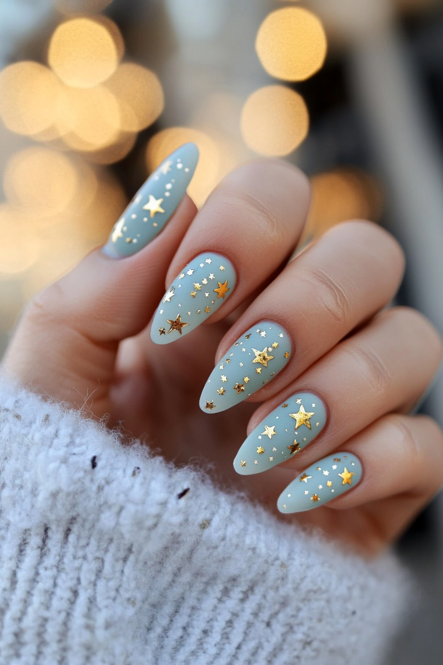 21. Twinkle Stars (Cute Simple Nail Design Ideas) - Cute Simple Nail Design Ideas
