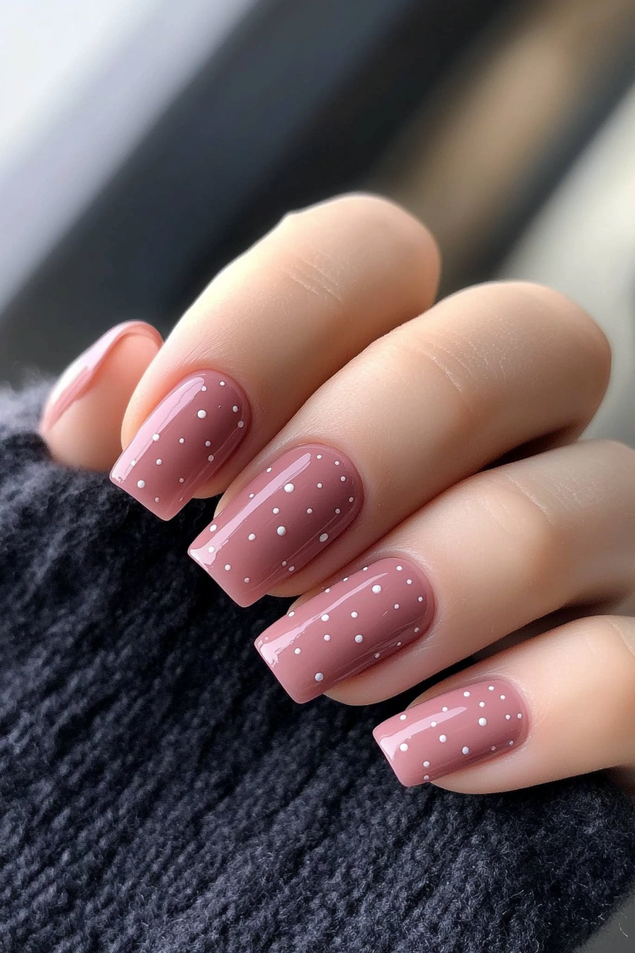 2. Berry Micro Dots (Easy Short Nail Design Ideas) - Easy Short Nail Design Ideas