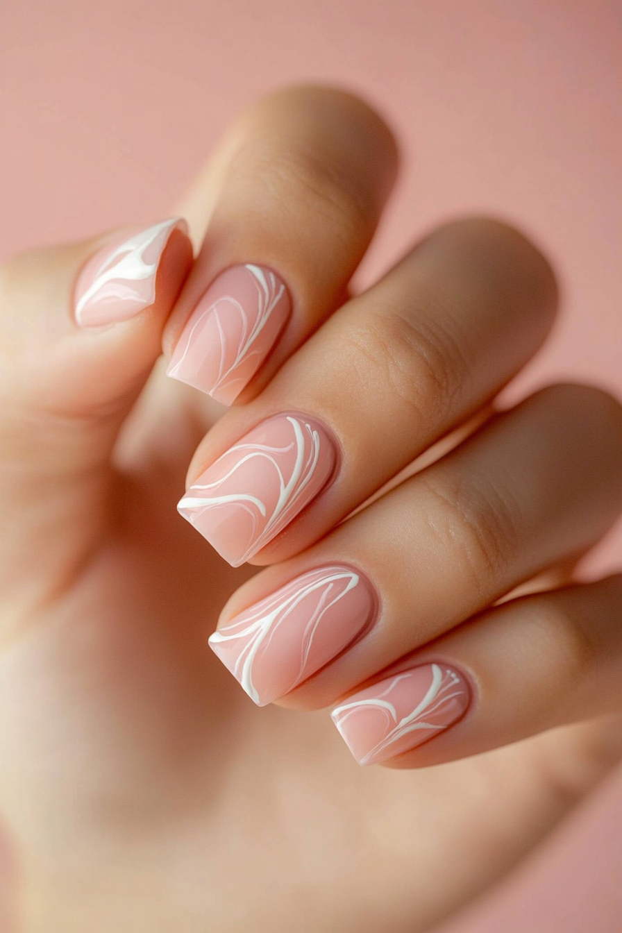 4. Dusty Rose Swirls (Easy Short Nail Design Ideas) - Easy Short Nail Design Ideas