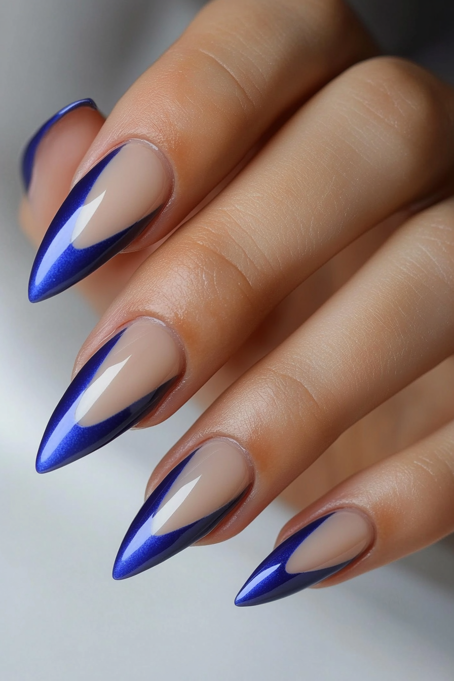 5. Cobalt French Tip (Easy Short Nail Design Ideas) - Easy Short Nail Design Ideas