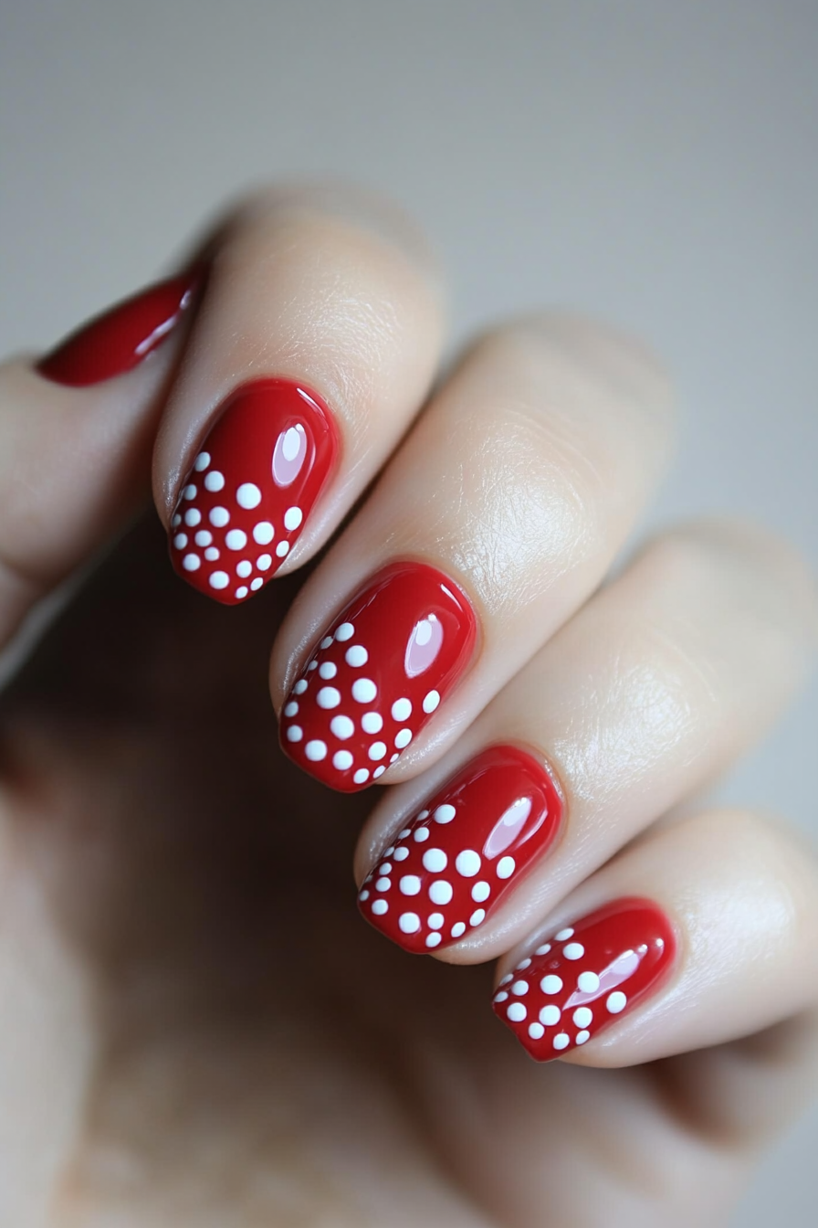 10. Cherry Dot Tips (Easy Short Nail Design Ideas) - Easy Short Nail Design Ideas