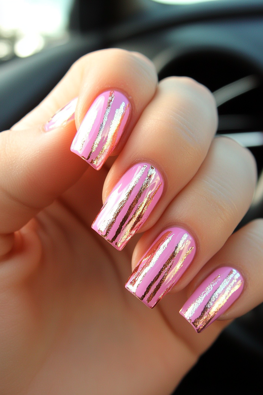 16. Rose Gold Drip (Easy Short Nail Design Ideas) - Easy Short Nail Design Ideas