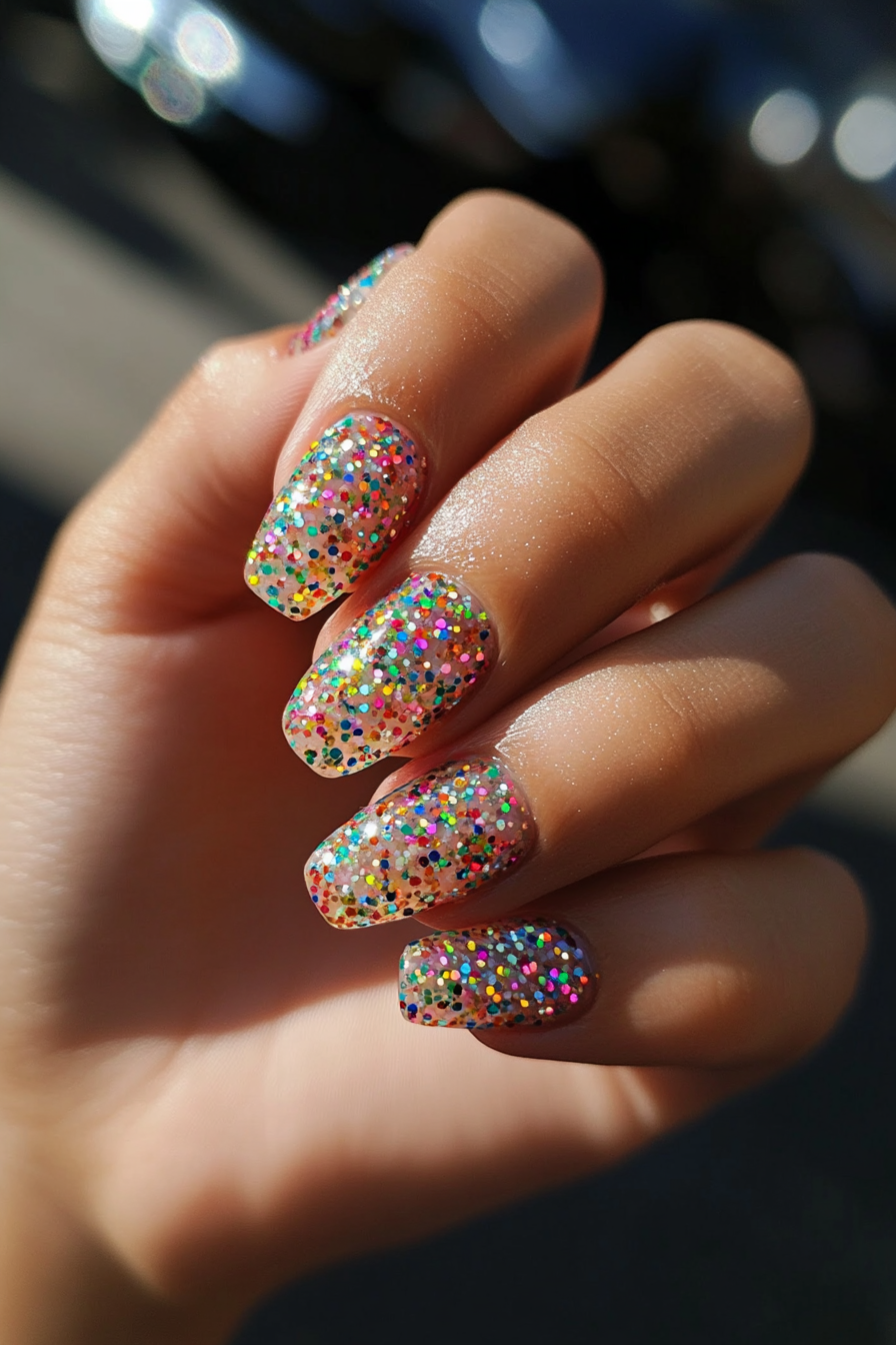 20. Confetti Sparkle (Easy Short Nail Design Ideas) - Easy Short Nail Design Ideas