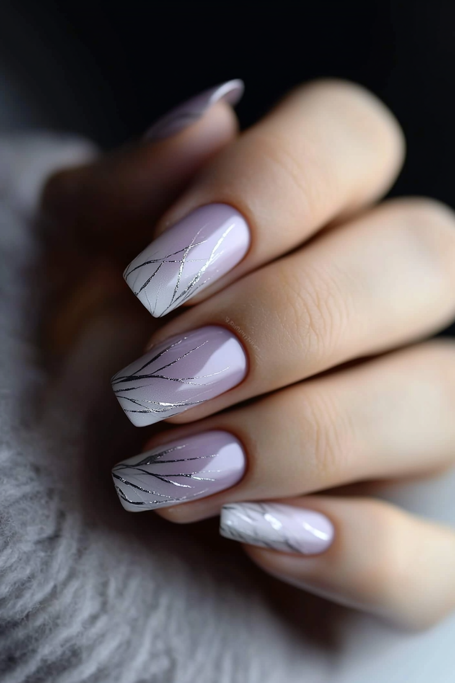 25. Lavender Linework (Easy Short Nail Design Ideas) - Easy Short Nail Design Ideas