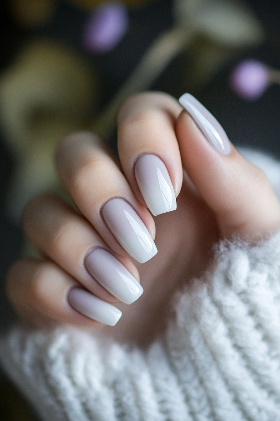3. Soft Gray and Lilac French Tips (Gray Nail Design Ideas) - Gray Nail Design Ideas