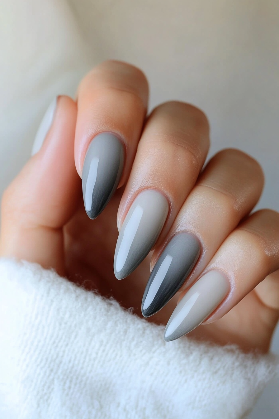 5. Storm Gray Ombré Fade (Gray Nail Design Ideas) - Gray Nail Design Ideas