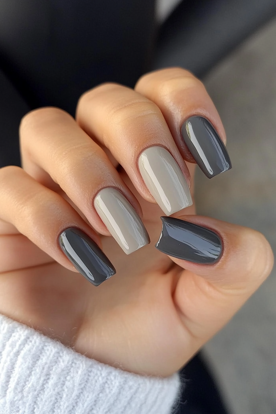 11. Smoky Gray French Fade (Gray Nail Design Ideas) - Gray Nail Design Ideas