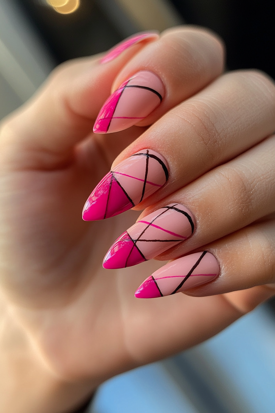 9. Berry Burst Zigzags (Line Nail Design Ideas) - Line Nail Design Ideas