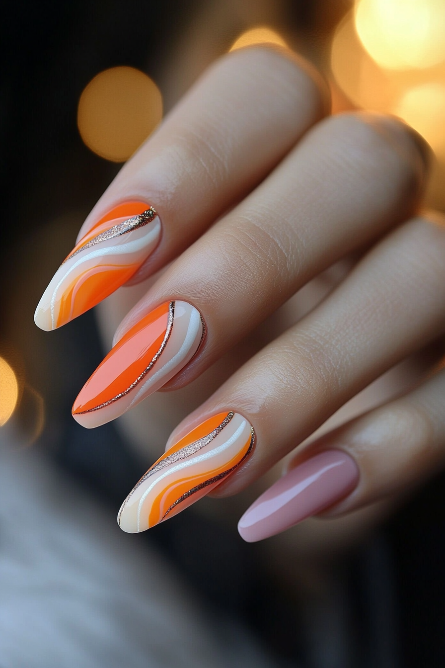 25. Sunset Stripe Gradient (Line Nail Design Ideas) - Line Nail Design Ideas