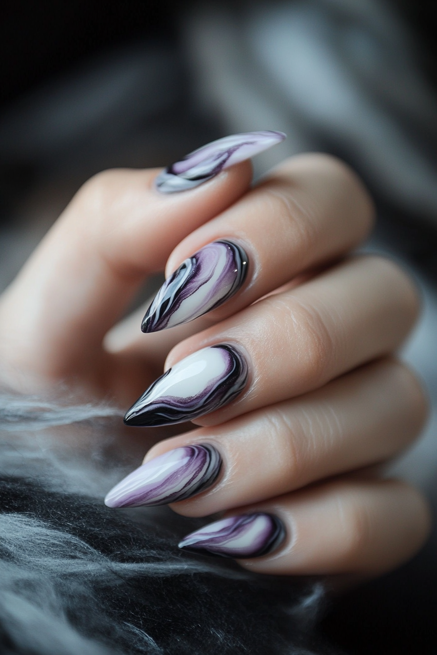 9. Smoky Lavender Marble (Marble Nail Design Ideas) - Marble Nail Design Ideas