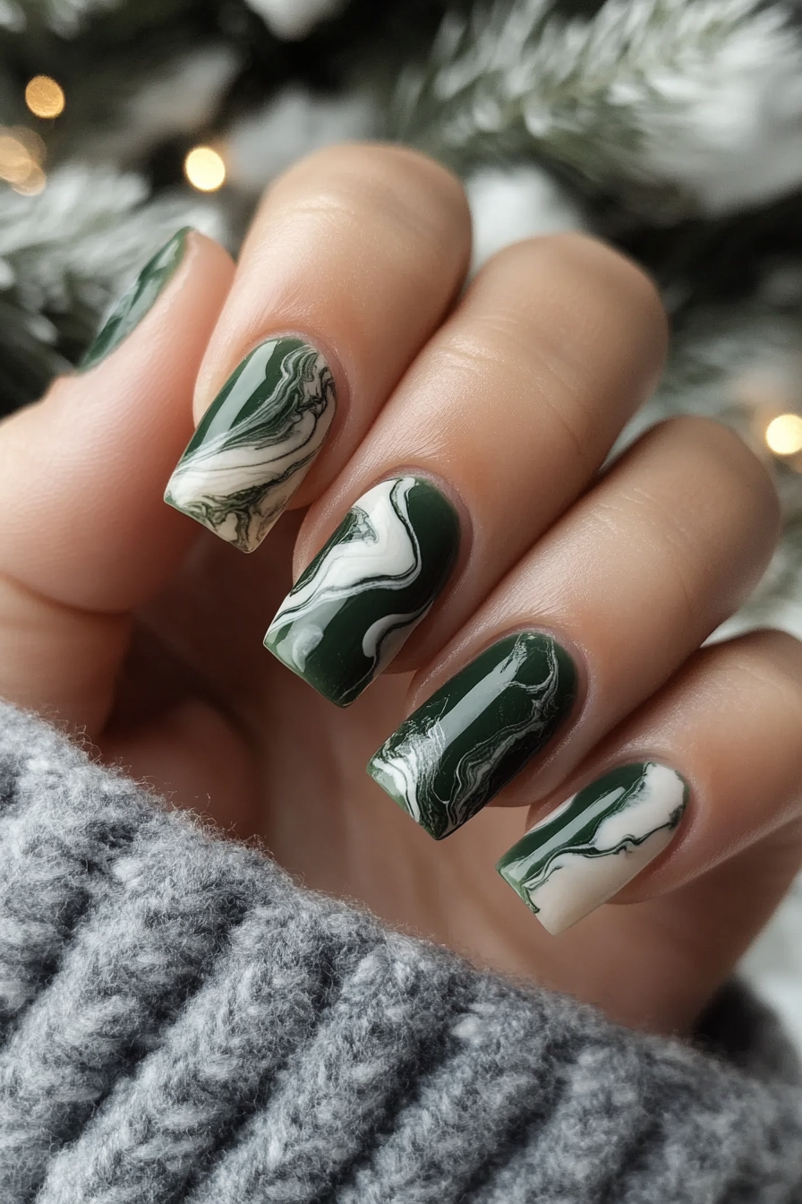 14. Clouded Jade Marble (Marble Nail Design Ideas) - Marble Nail Design Ideas