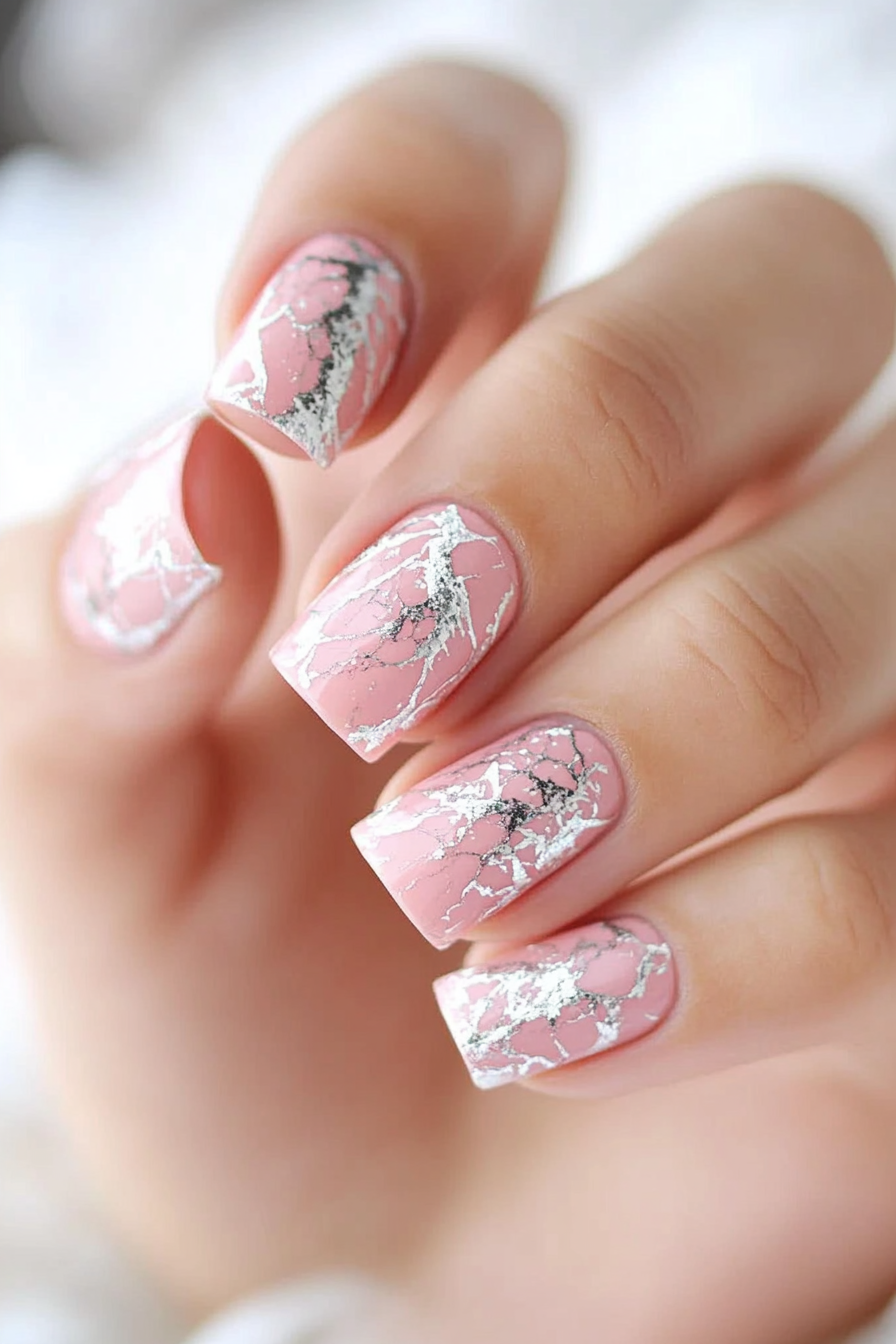 15. Icy Rose Marble (Marble Nail Design Ideas) - Marble Nail Design Ideas