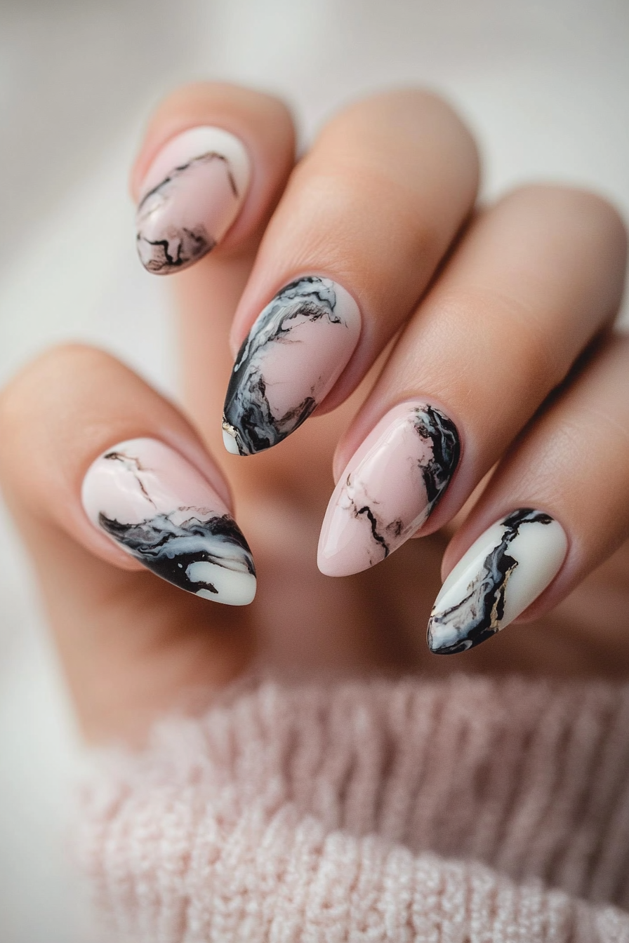 16. Mauve Smoke Marble (Marble Nail Design Ideas) - Marble Nail Design Ideas
