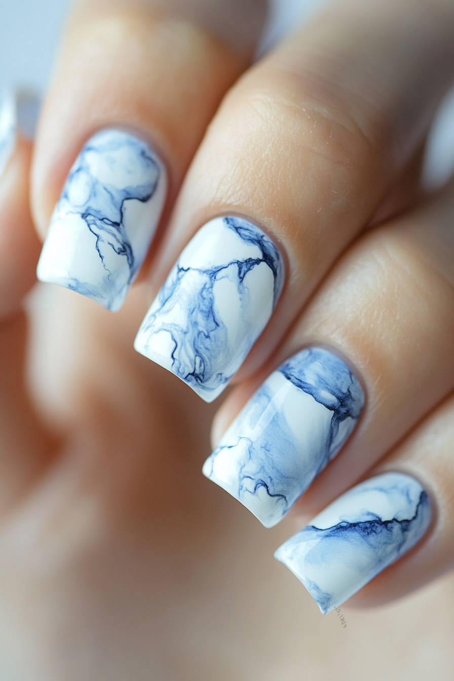 17. Periwinkle Drift (Marble Nail Design Ideas) - Marble Nail Design Ideas