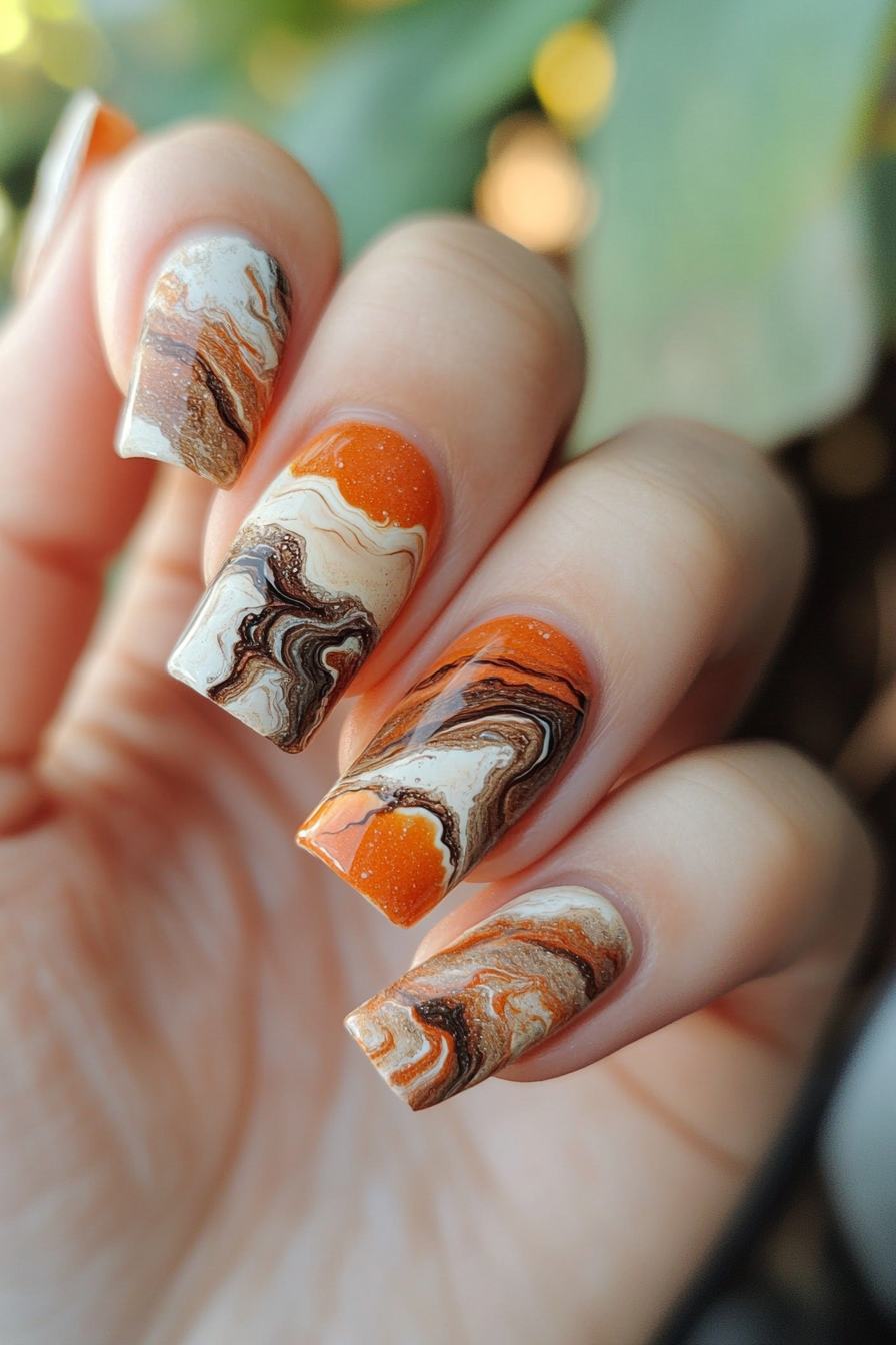 18. Rustic Terracotta Marble (Marble Nail Design Ideas) - Marble Nail Design Ideas