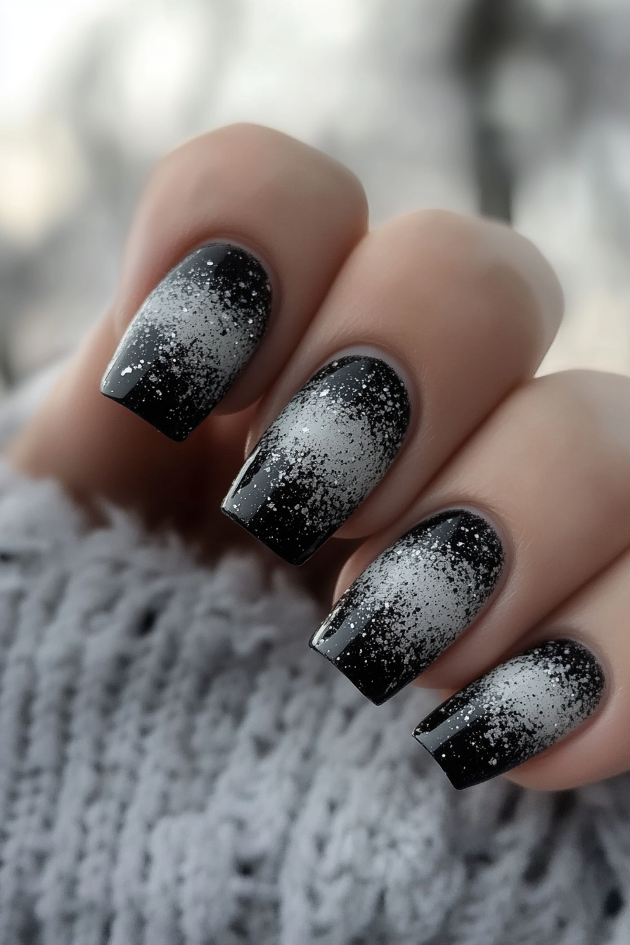 20. Charcoal Marble Fade (Marble Nail Design Ideas) - Marble Nail Design Ideas
