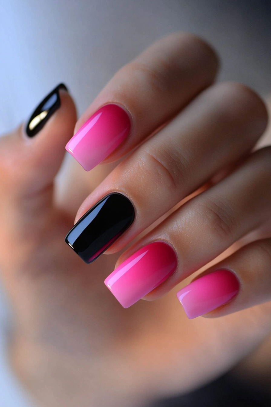 5. Ombre Elegance (Pink And Black Nail Design Ideas) - Pink And Black Nail Design Ideas