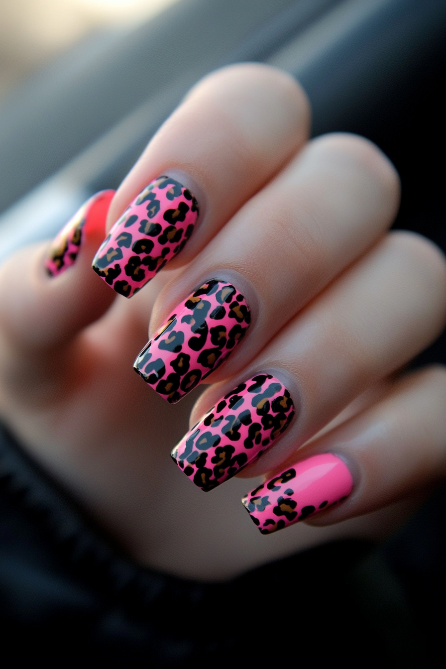10. Animal Print Accents (Pink And Black Nail Design Ideas) - Pink And Black Nail Design Ideas