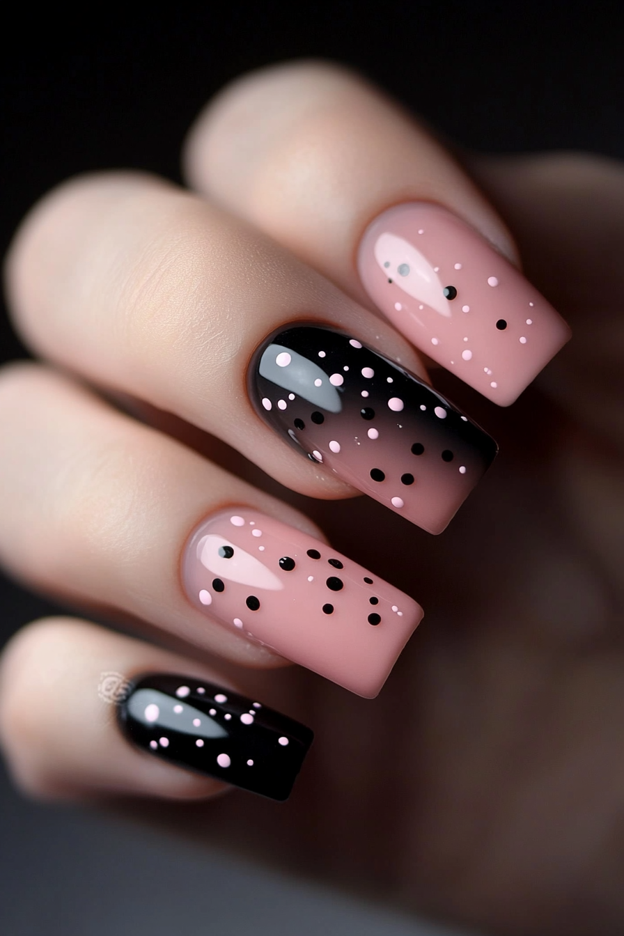 19. Gradient Dots (Pink And Black Nail Design Ideas) - Pink And Black Nail Design Ideas