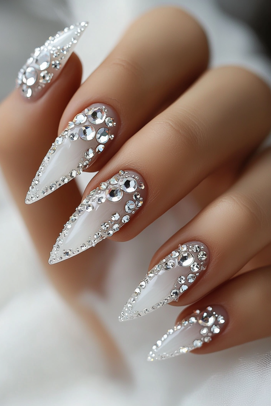 1. Crystal Clear Elegance (Rhinestone Nail Design Ideas) - Rhinestone Nail Design Ideas