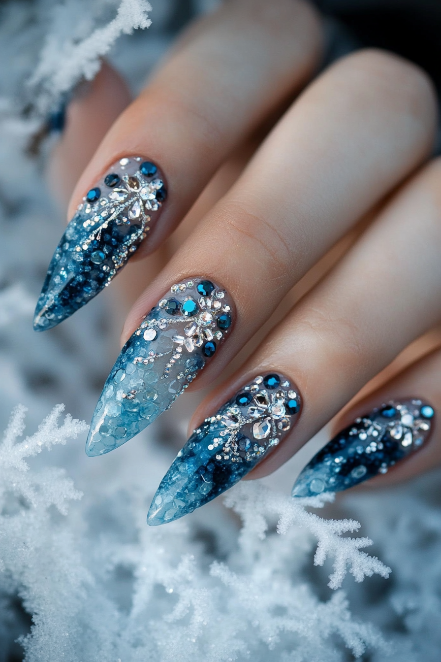 7. Frosty Diamonds (Rhinestone Nail Design Ideas) - Rhinestone Nail Design Ideas