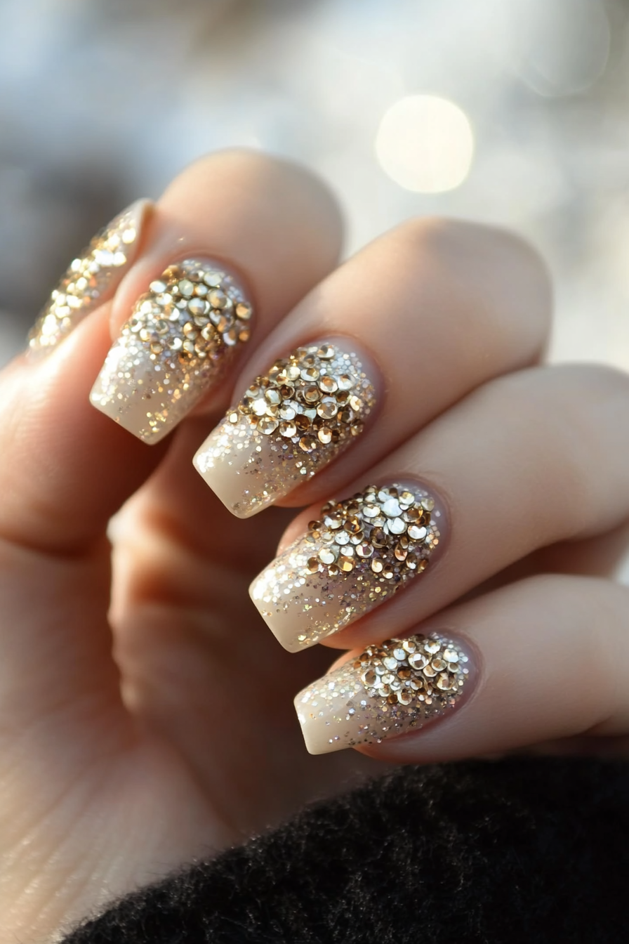 10. Champagne Toast (Rhinestone Nail Design Ideas) - Rhinestone Nail Design Ideas