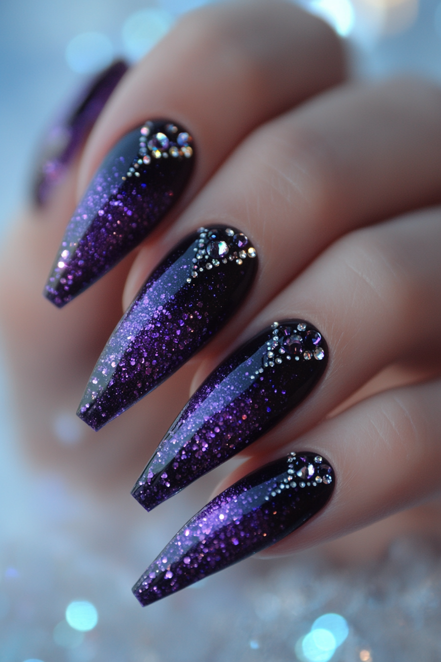 15. Mystic Amethyst (Rhinestone Nail Design Ideas) - Rhinestone Nail Design Ideas
