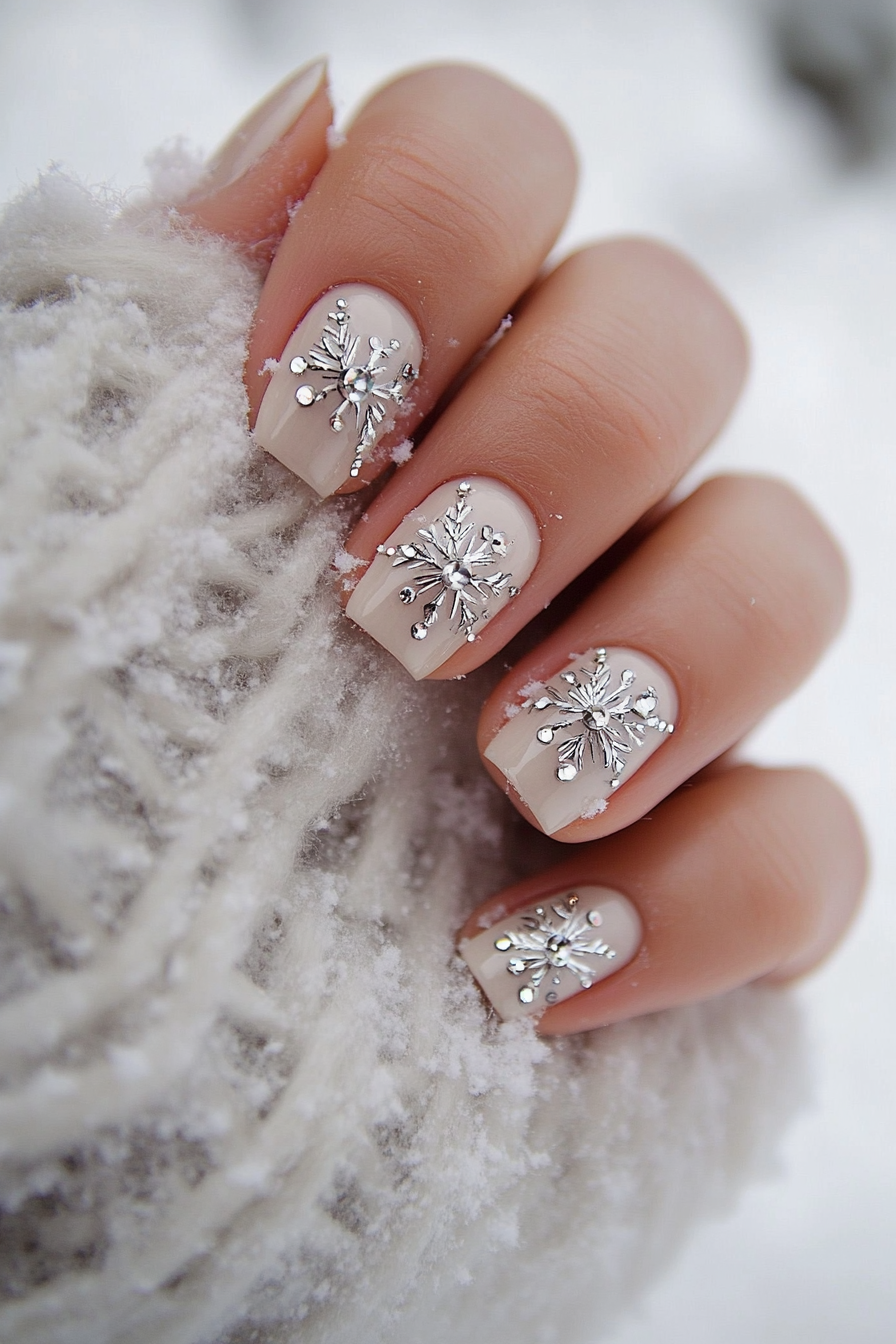 17. Glacial Whisper (Rhinestone Nail Design Ideas) - Rhinestone Nail Design Ideas