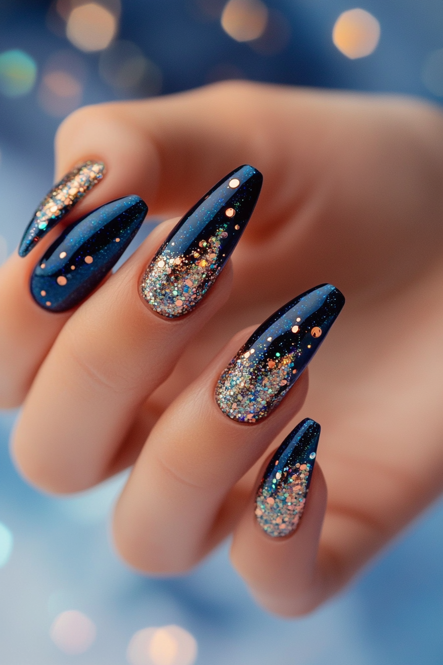 26. Twinkling Twilight (Rhinestone Nail Design Ideas) - Rhinestone Nail Design Ideas