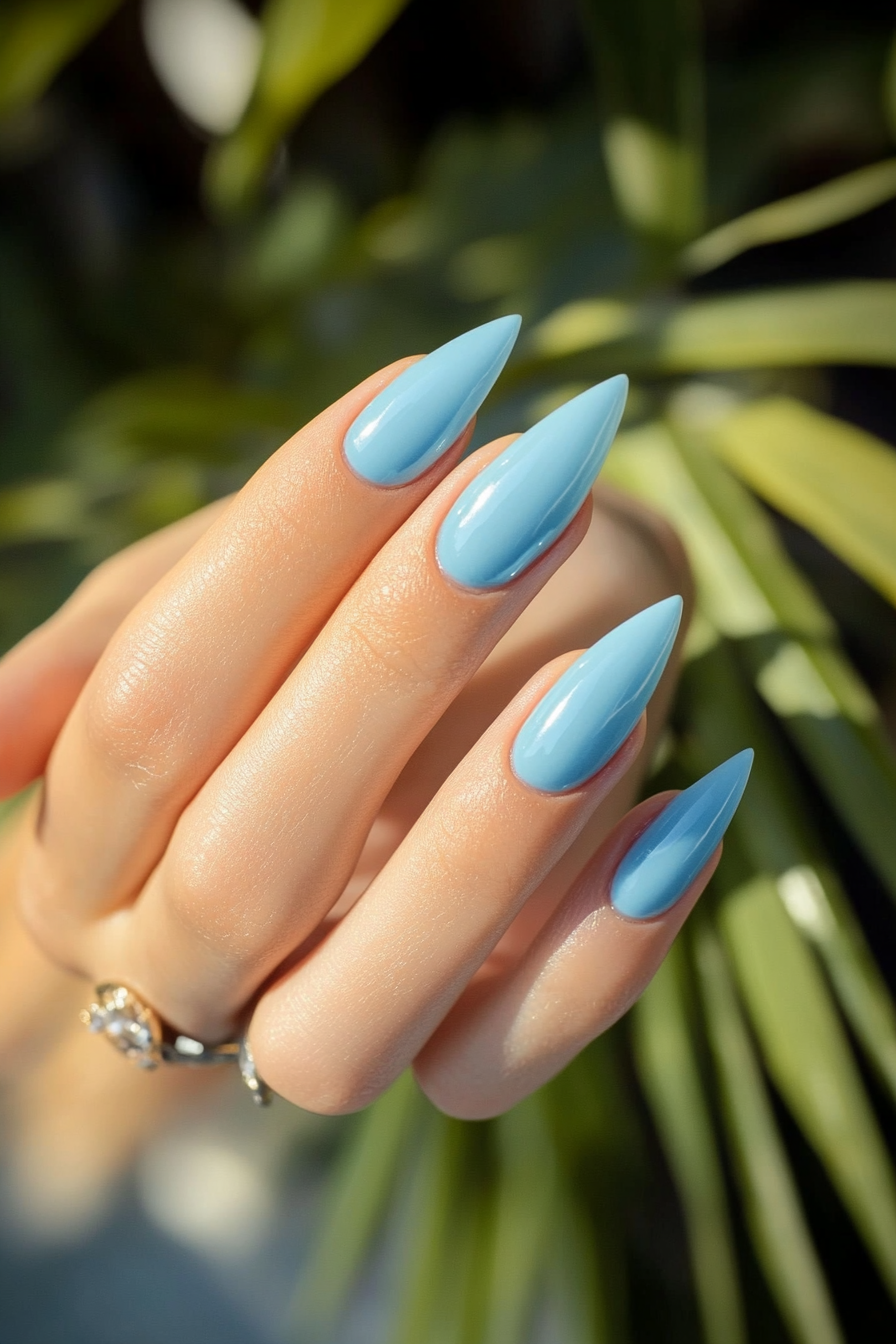 13. Arctic Blue Ice (Short Almond Nail Design Ideas) - Short Almond Nail Design Ideas