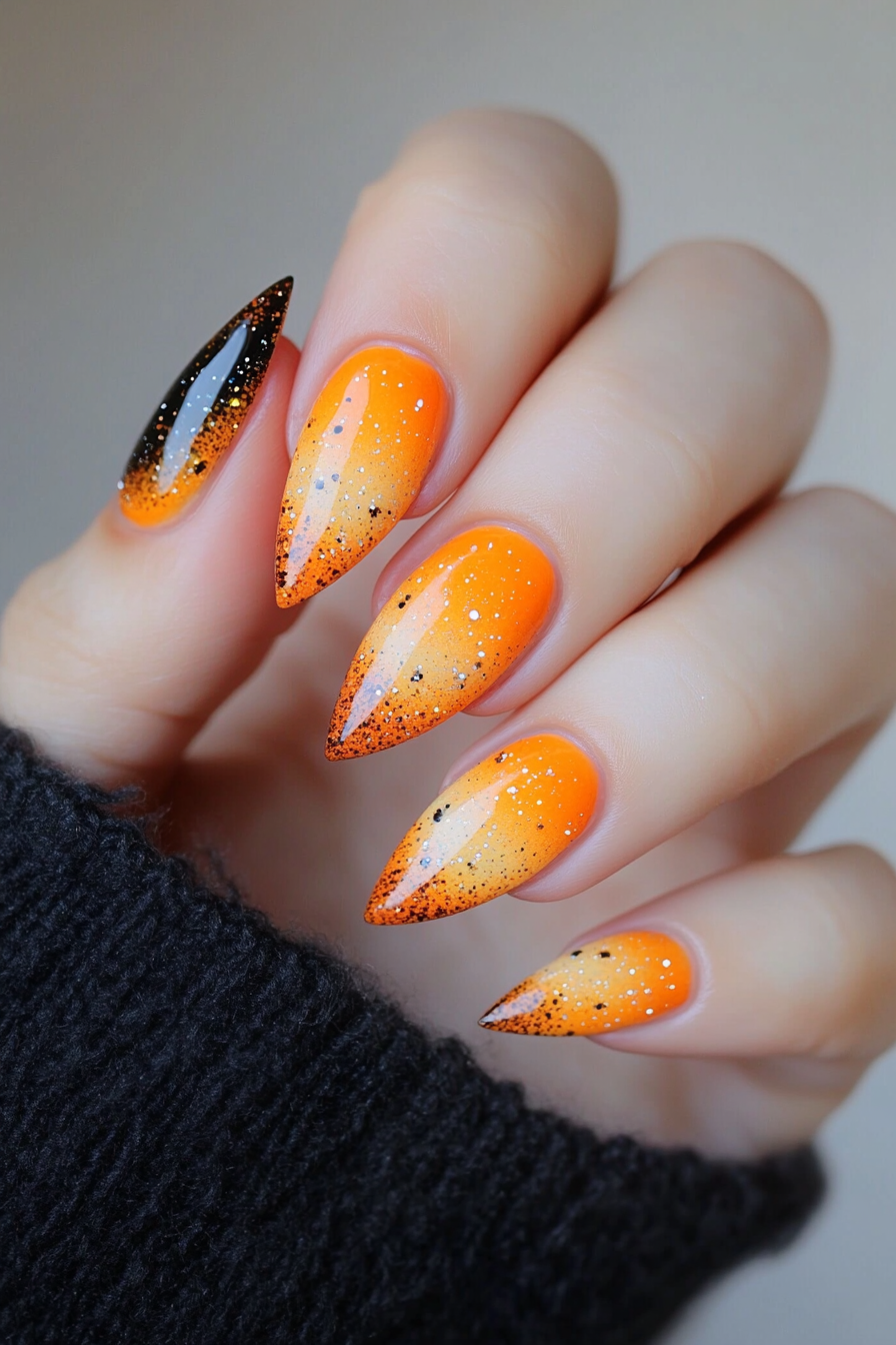 14. Fiery Orange Zest (Short Almond Nail Design Ideas) - Short Almond Nail Design Ideas