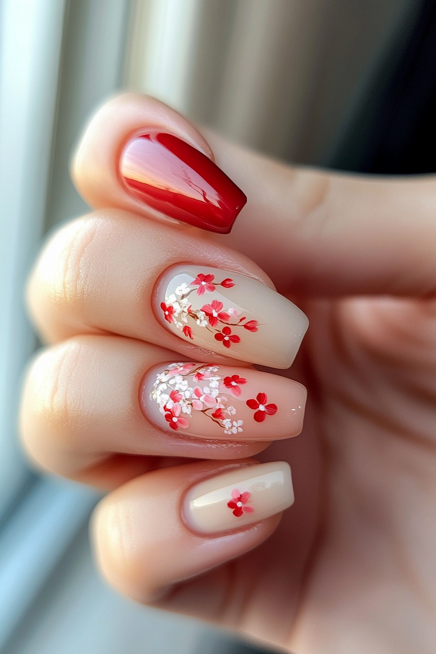 19. Cherry Blossom Fade (Short Almond Nail Design Ideas) - Short Almond Nail Design Ideas