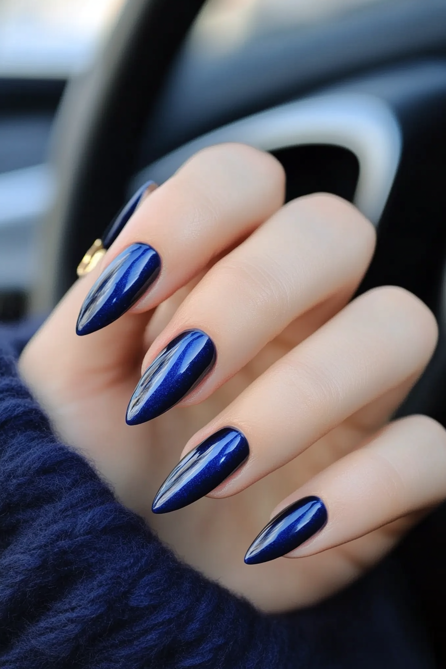 20. Sapphire Dream (Short Almond Nail Design Ideas) - Short Almond Nail Design Ideas